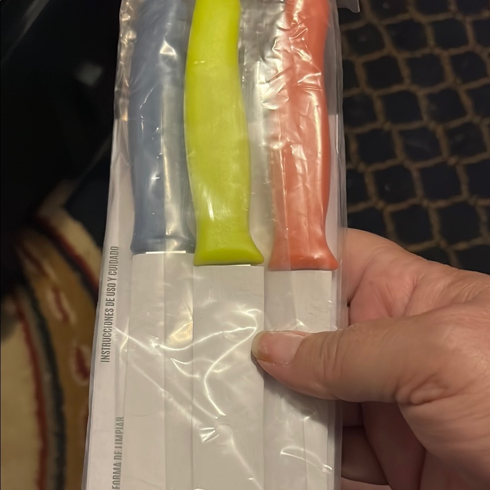 The Pampered Chef Colorful Knife Set - Blue, Yellow, Orange